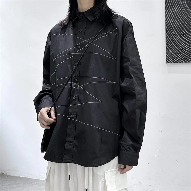 Trendy Comfortable Solid Color Japanese Dark Style Shirts-dark style-men's clothing-halloween