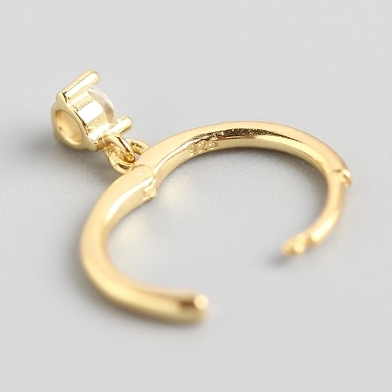 1 Pair Minimalist Water Droplets Sterling Silver Inlay Zircon Drop Earrings