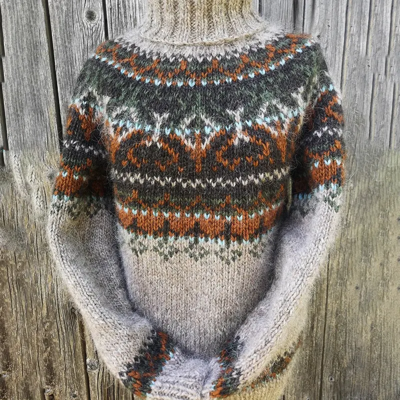 Vintage Fairman Island Jacquard Turtleneck Sweater
