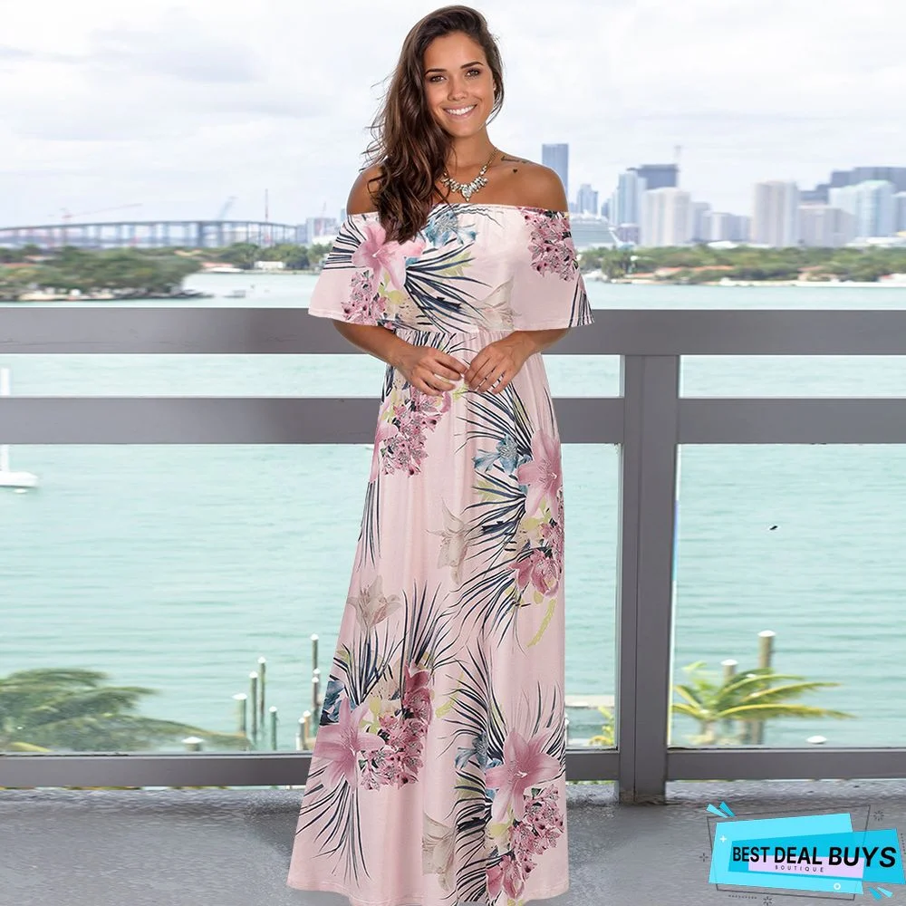 Shoulder Print Bohemian Elegant Dress