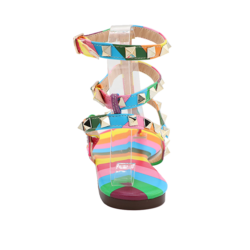 Women's Studded  T-Strap Strappy  Thong  Flats Sandals-vocosishoes