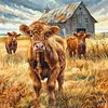 (US Only)Cattle Printed Cross Stitch Kit 40x40cm DIY 14CT Thread Art Needlework Decor