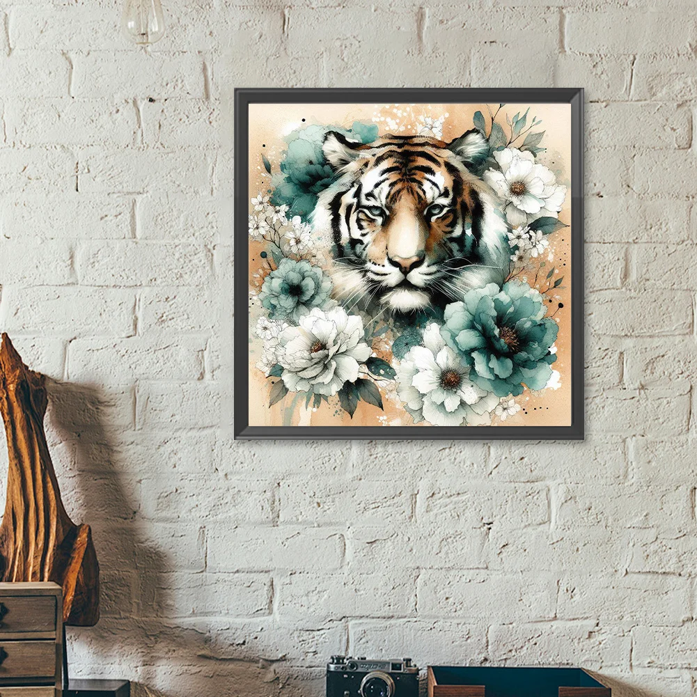 Diamond Painting - Full Round Drill - Flower Tiger(Canvas|40*40cm)