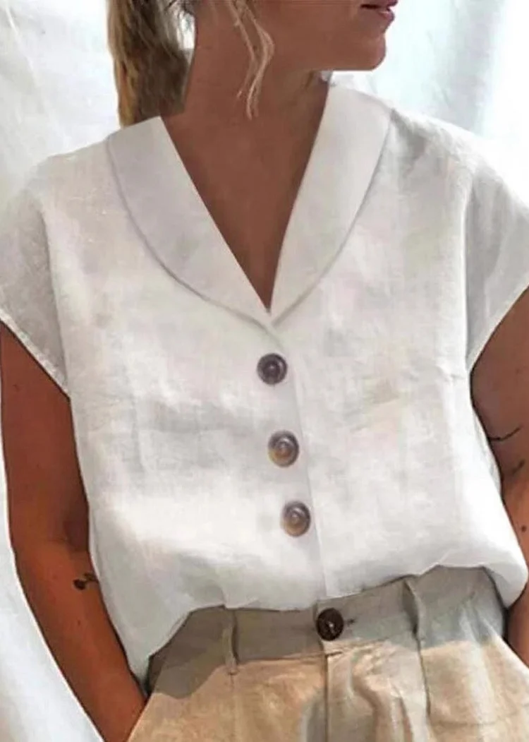 Piped Peter Pan Short Sleeve Shirt - White main image 1