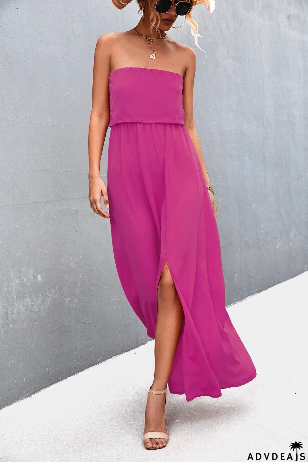 Strapless Split Maxi Dress