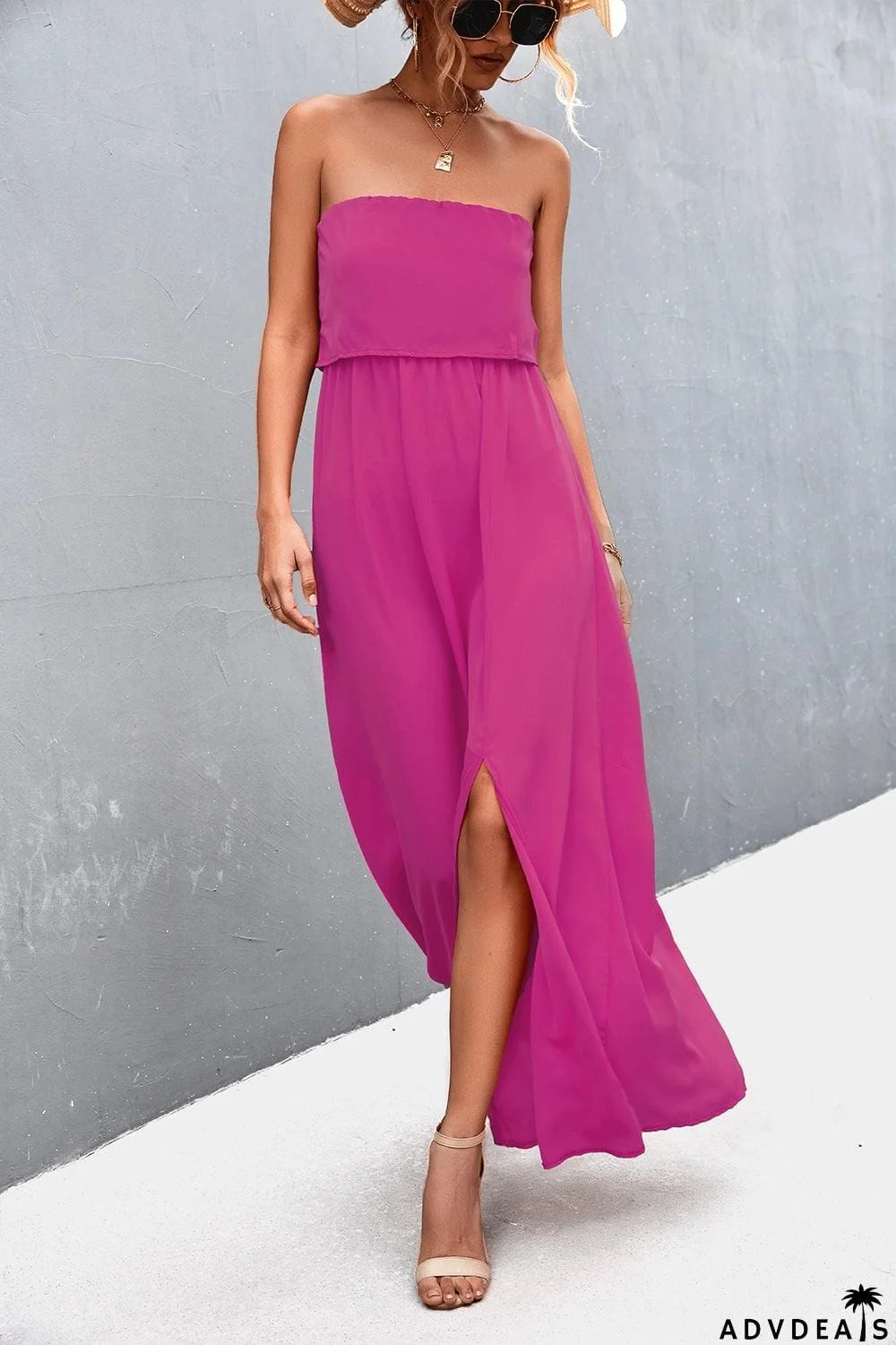 Strapless Split Maxi Dress