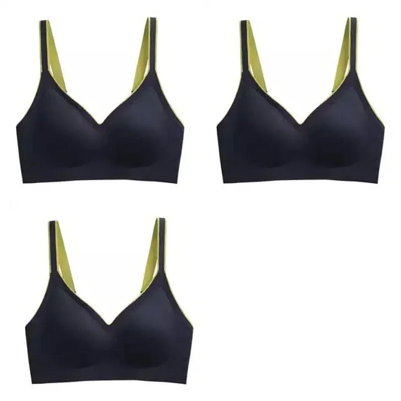 3pcs New Color Contrast Latex Bras For Women Underwear Gradient Strap
