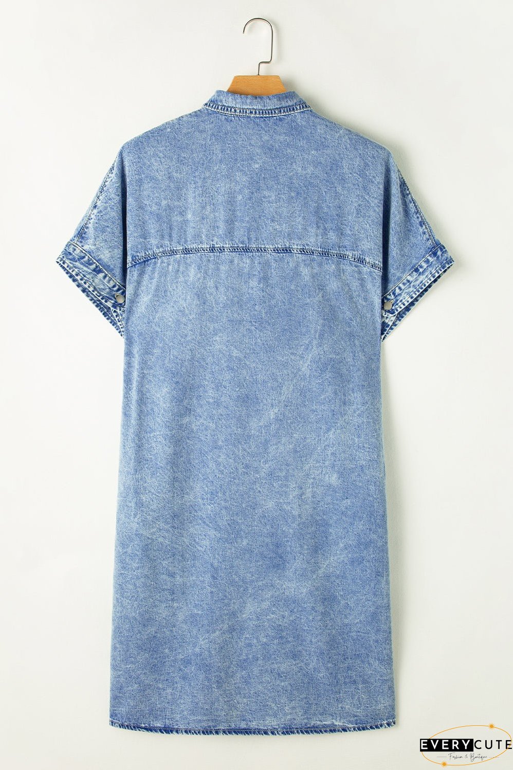Denim Shirt Dress with Button Pockets