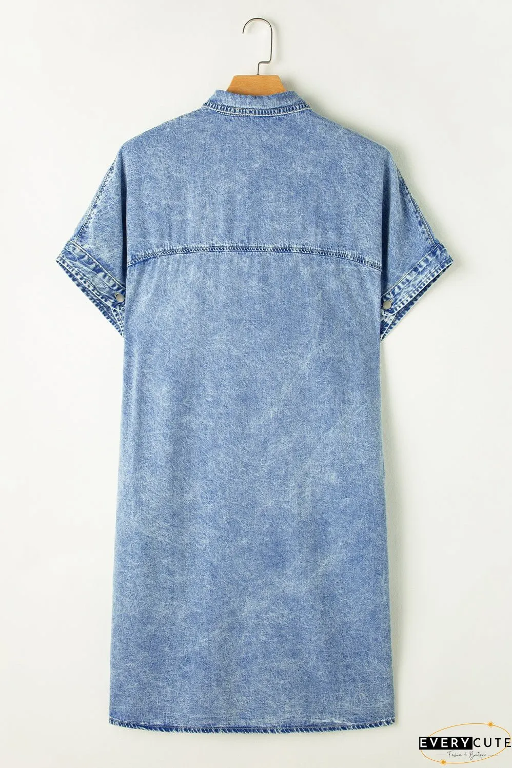 Denim Shirt Dress with Button Pockets