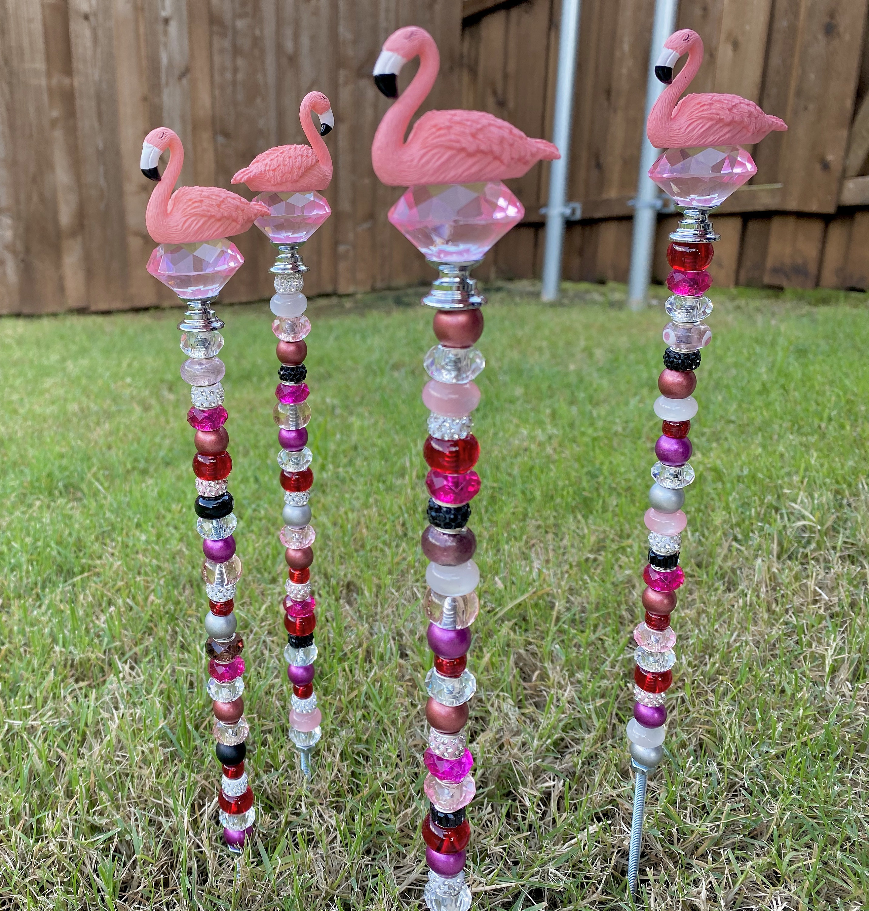 Decorative Garden Suncatcher Plant Stakes Flamingo Diamond Yard Stake