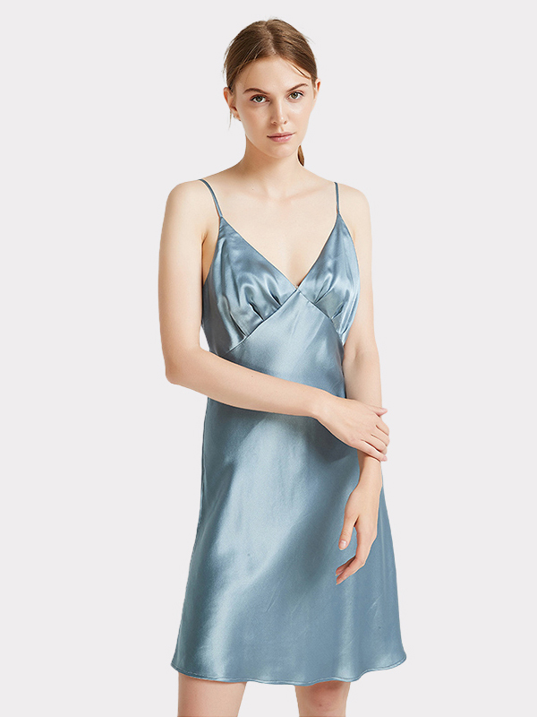 19 Momme Luxury Sexy V Neck Silk Nightgown