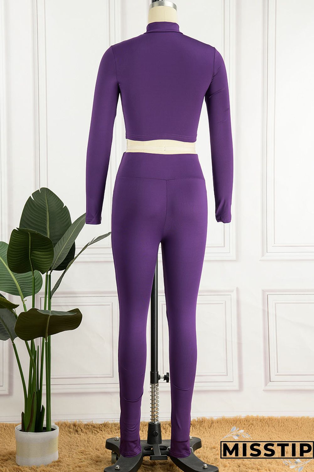 Green Casual Solid Patchwork Zipper Zipper Collar Long Sleeve Two Pieces