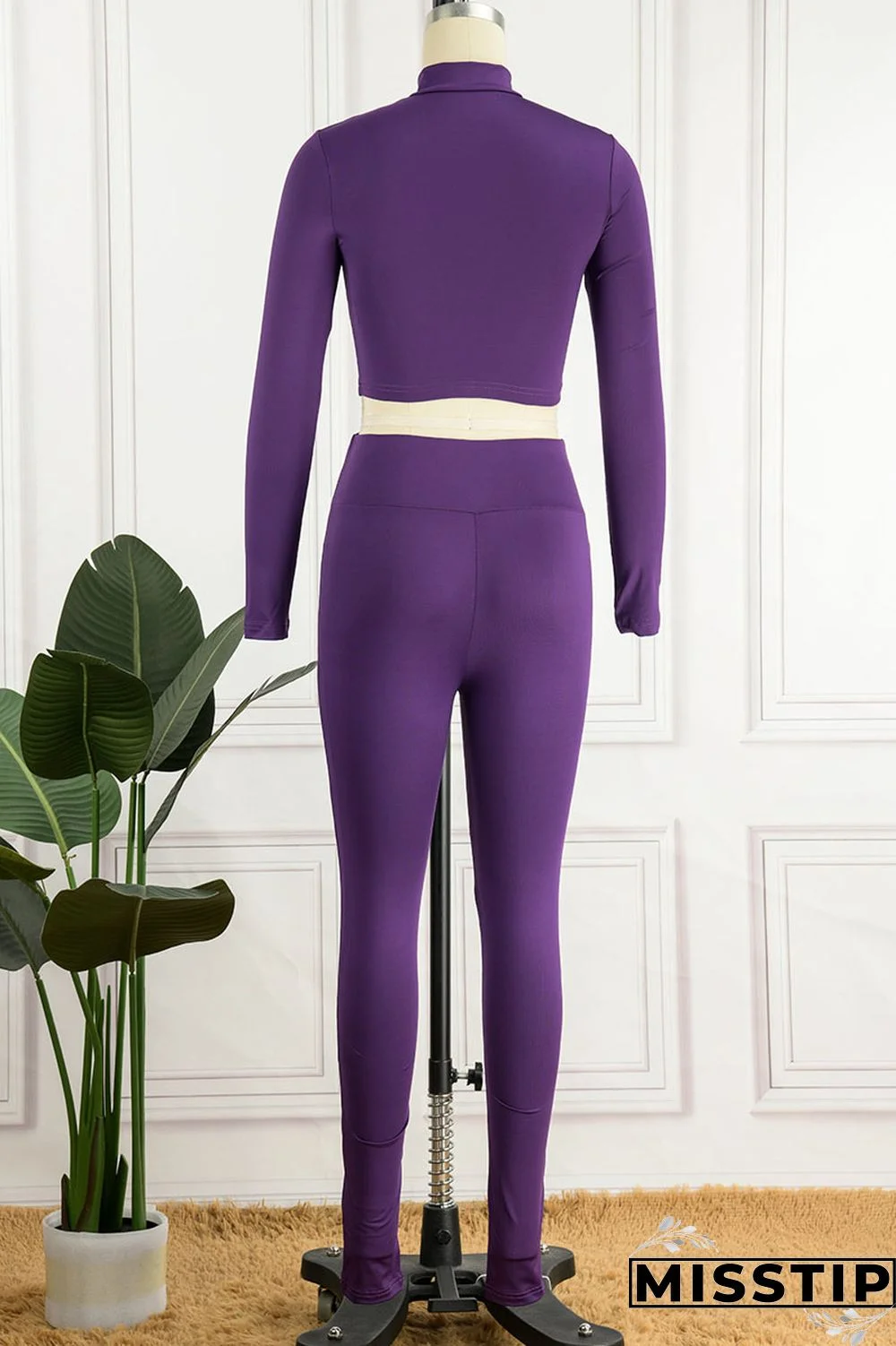 Green Casual Solid Patchwork Zipper Zipper Collar Long Sleeve Two Pieces