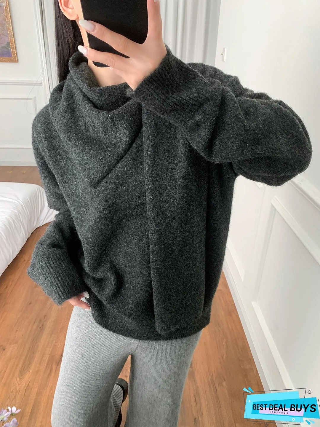 Solid Long Sleeve Cotton-Blend Casual Outerwear