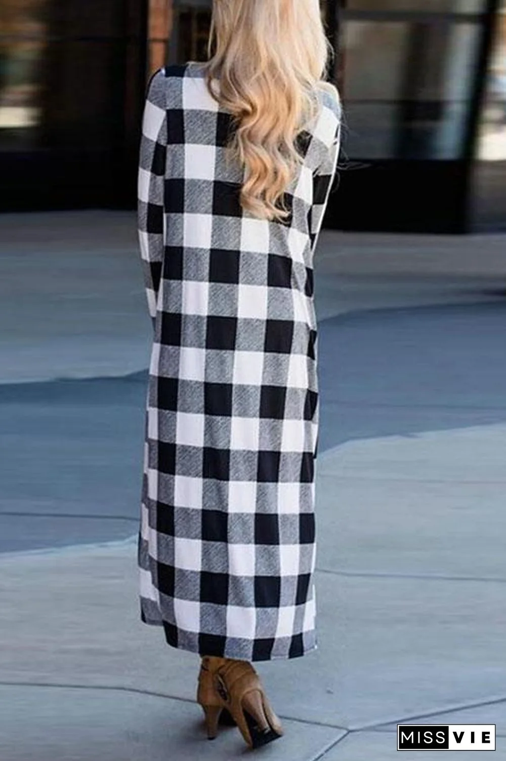 Casual Long Sleeve Plaid Cardigan