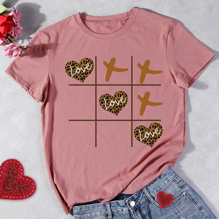 Leopard Print Valentine's Heart  T-Shirt-011934-Annaletters