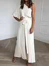 Empire Lace-Up One-Shoulder Jumpsuits