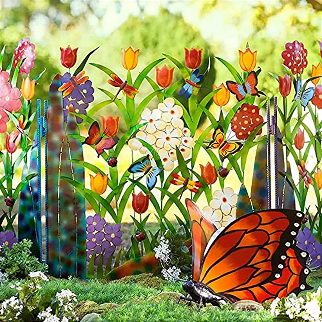 Outdoor Metal Flower Garden Fence