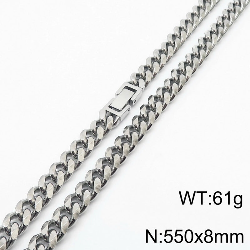 Hip-hop Rock Solid Color Stainless Steel Men’s Necklace