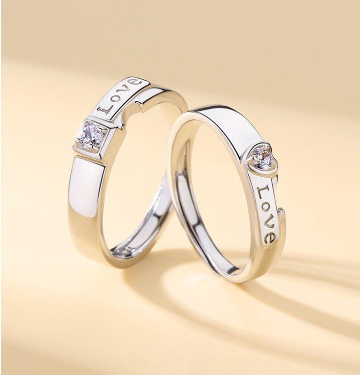 Buzzdaisy 2pcs/set Love Rings For Couples BFFs