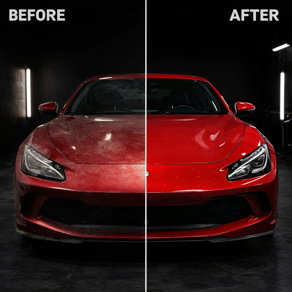Before and after PPF installation comparison