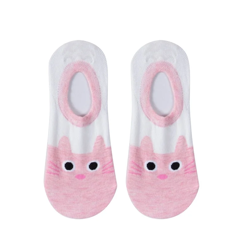 1 Pair Ankle Socks Women Cotton No Show Non-slip Short Boat Invisible Soft Heart Autumn Kawaii Indoor Sock Slippers