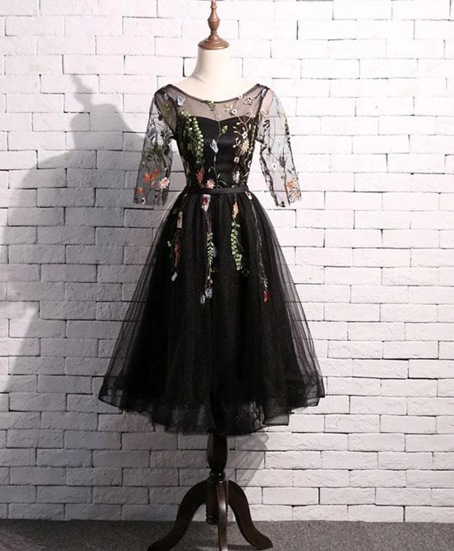 Black Tulle Short Prom Dress, Homecoming Dress