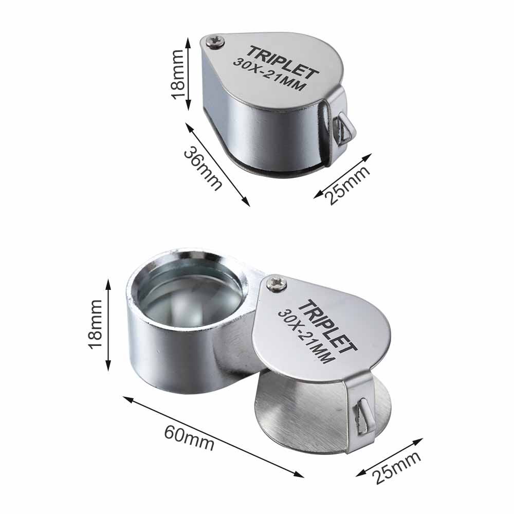 Likron Watches Foldable Triplet Jewelers Loupe Magnifier 10X20X30X Pocket Magnifying Glass for Jewelry