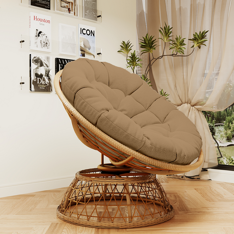 Joyside 36 Outdoor Swivel Base Wicker Papasan Chair Dark Blue