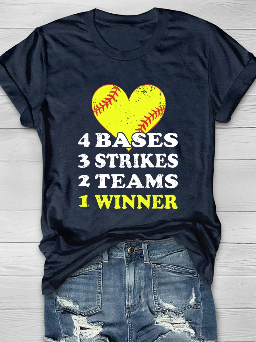 4 Bases 3 Strikes 2 Teams 1 Winner Short Sleeve T-Shirt