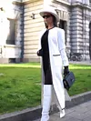Solid Color Long Sleeves Wrap Collarless Coats