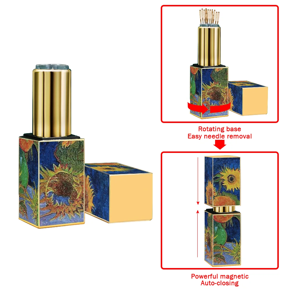 Lipstick Pin Cushion Retractable Sewing Needle Case 3D Oil Painting Tube