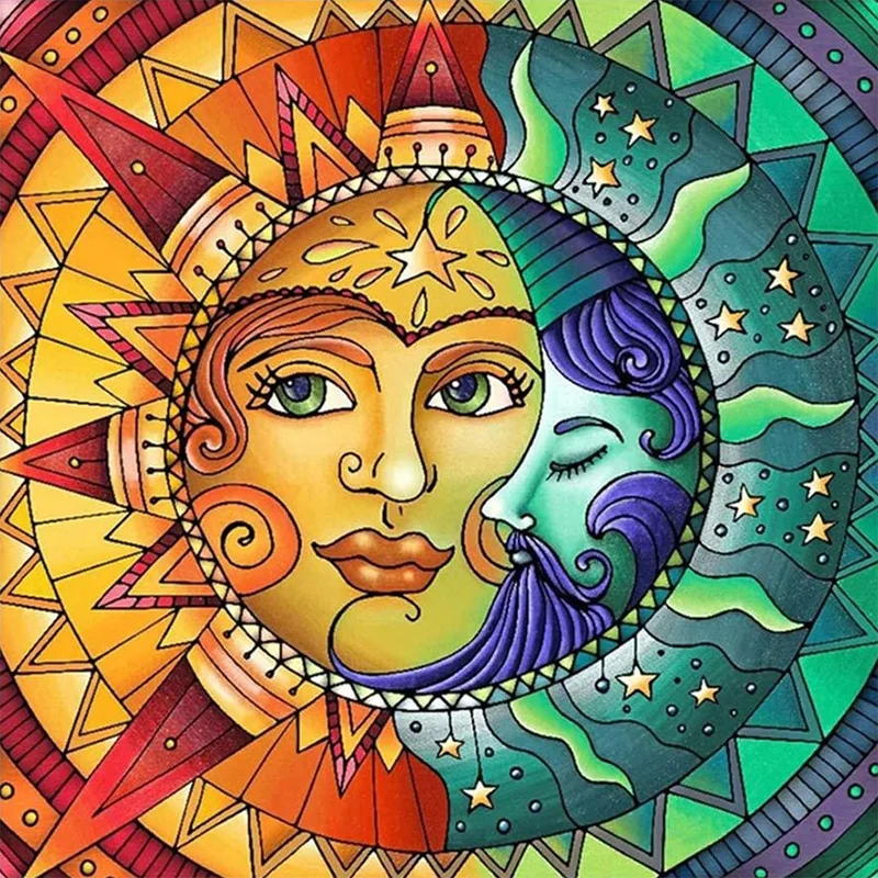 Jeffpuzzle™-JEFFPUZZLE™ Sun and Moon Painting Wooden Puzzle