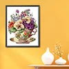 (Stamped/Counted) Flowers In Tea Cup - 18CT Cross Stitch 20*25cm/7.87*9.84in