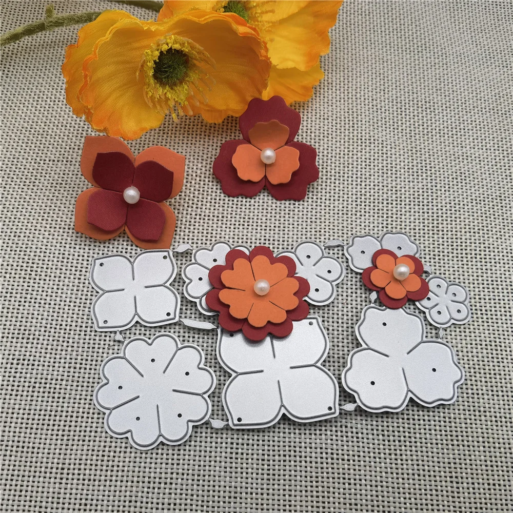 Nigikala 3D Rose flowers metal cutting dies Christmas flower leaves Scrapbook paper craft knife mould blade punch stencils dies