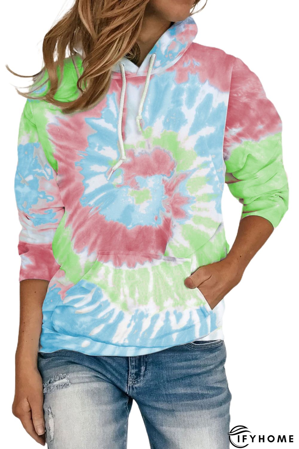 Sky Blue Tie Dye Pattern Hoodie | IFYHOME
