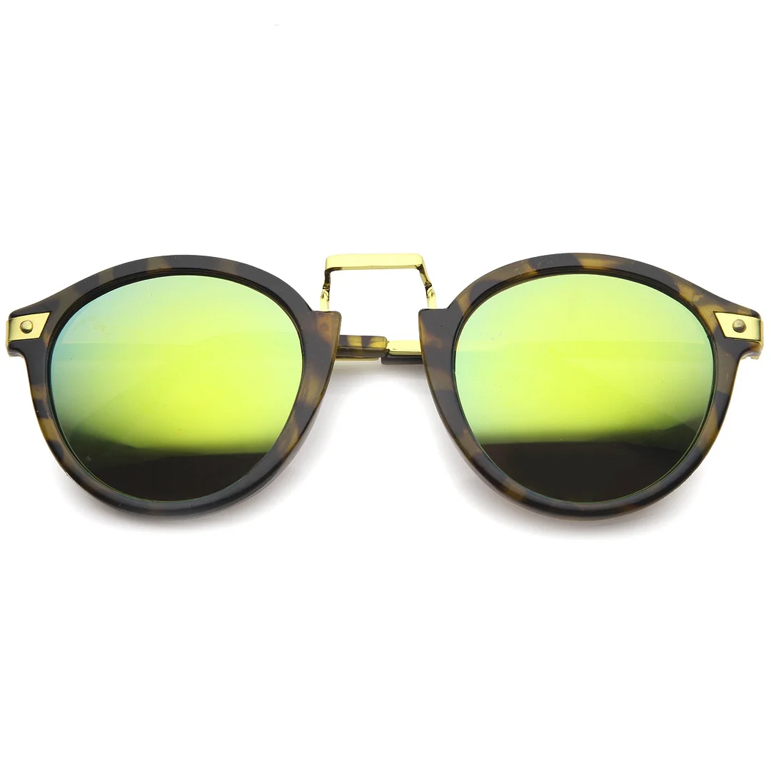 Retro Horn Rimmed Metal Nose Bridge P3 Round glasses 50mm