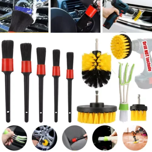 Dronehint 9x Car Engine Parts Wash Buffing Pad Car Wheel Detailing Cleaning Brush Tool Kit (For: GMC) Parts