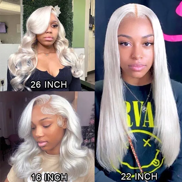 Snow White Human Hair 13x4 Transparent Lace Front Wig display picture 3