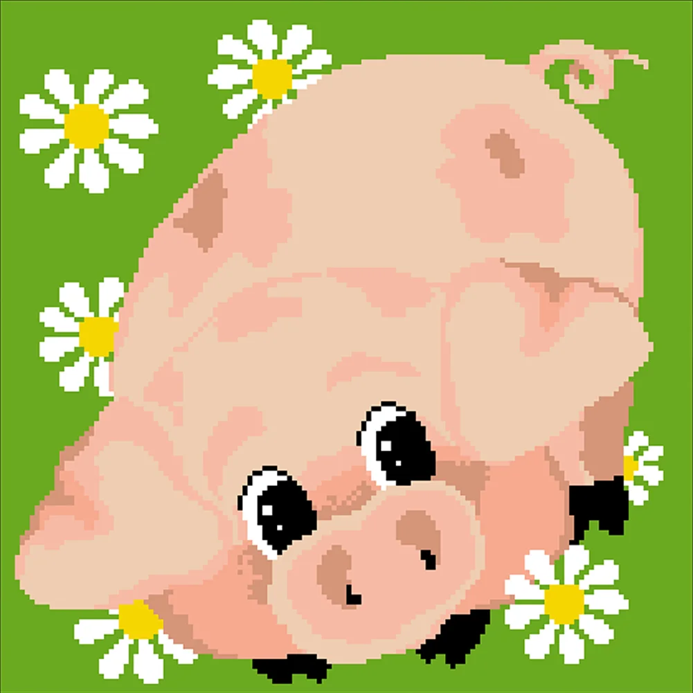 9CT Full Stamped Cross Stitch Bead Embroidery - Pig(Canvas|39*39CM)