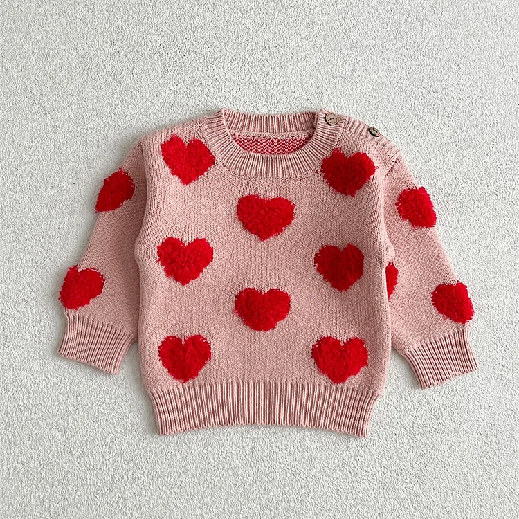 Baby Knitted 3D Heart Jacquard Sweater