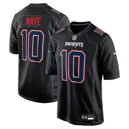 Youth New England Patriots #10 Drake Maye  Carbon Black Game Jersey