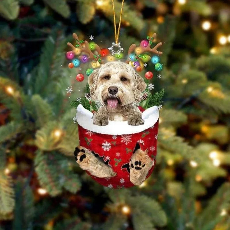 VigorDaily Goldendoodle In Snow Pocket Christmas Ornament SP248