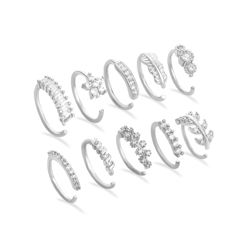 1 Piece Nose Rings & Studs Minimalist Geometric Alloy Inlay Rhinestones Nose Rings & Studs