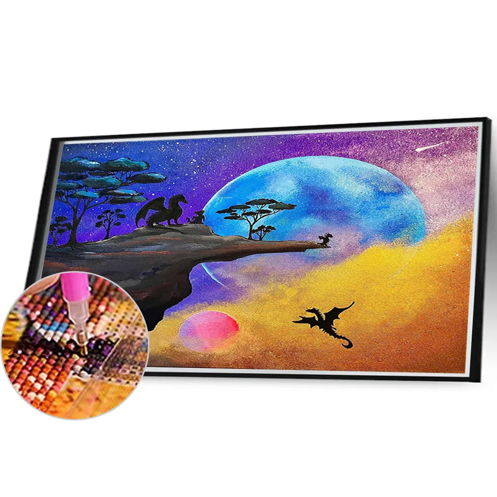 Full Round Diamond Painting 40*30cm - Young Dragon Learns To Fly