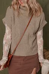 Women&lsquo;s Elegant Textured Knit High Neck Sweater Short Sleeve Shirt