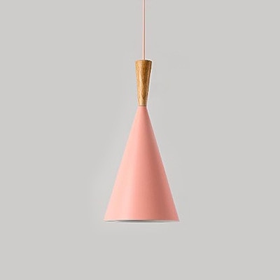 Modern Nordic Pendant Lights Iron Lampshade Wood LED Hanging Lamp