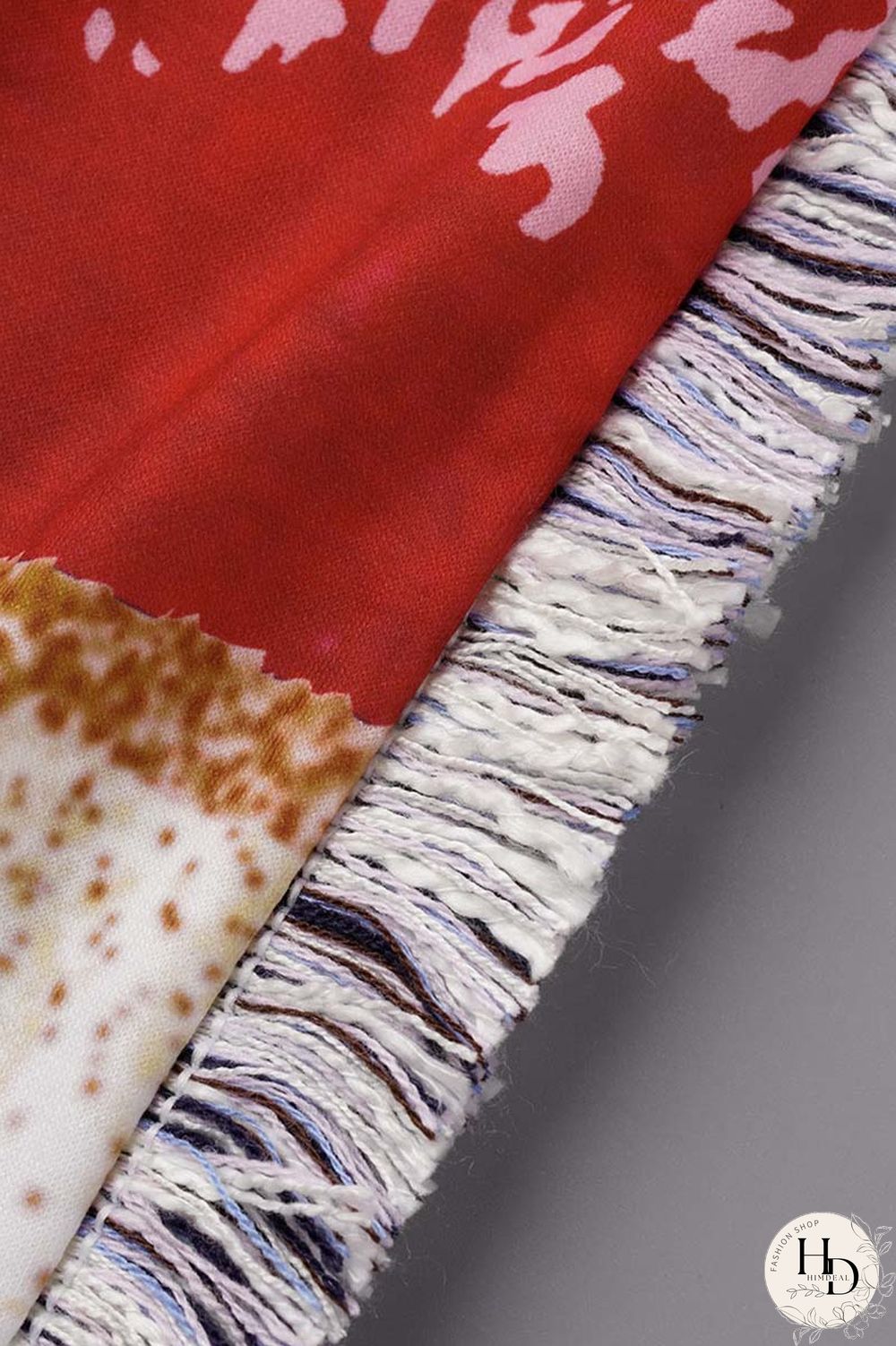 Sky Blue Casual Print Tassel Patchwork Regular High Waist Conventional Full Print Trousers