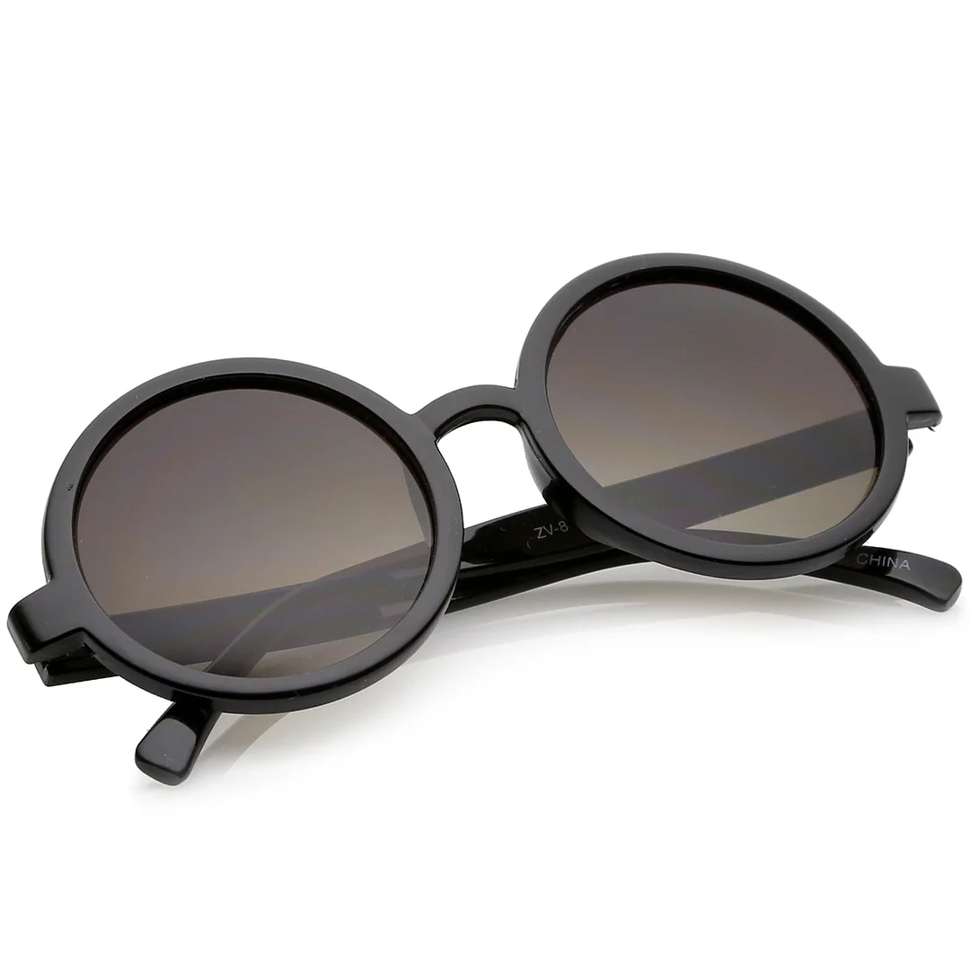 Classic Retro Horn Rimmed Neutral-Colored Lens Round glasses 52mm