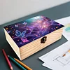 Butterfly DIY Diamond Art Wooden Storage Box with Locking Clasp Desk Organizer